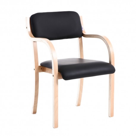 Waiting room chair - with armrest, black