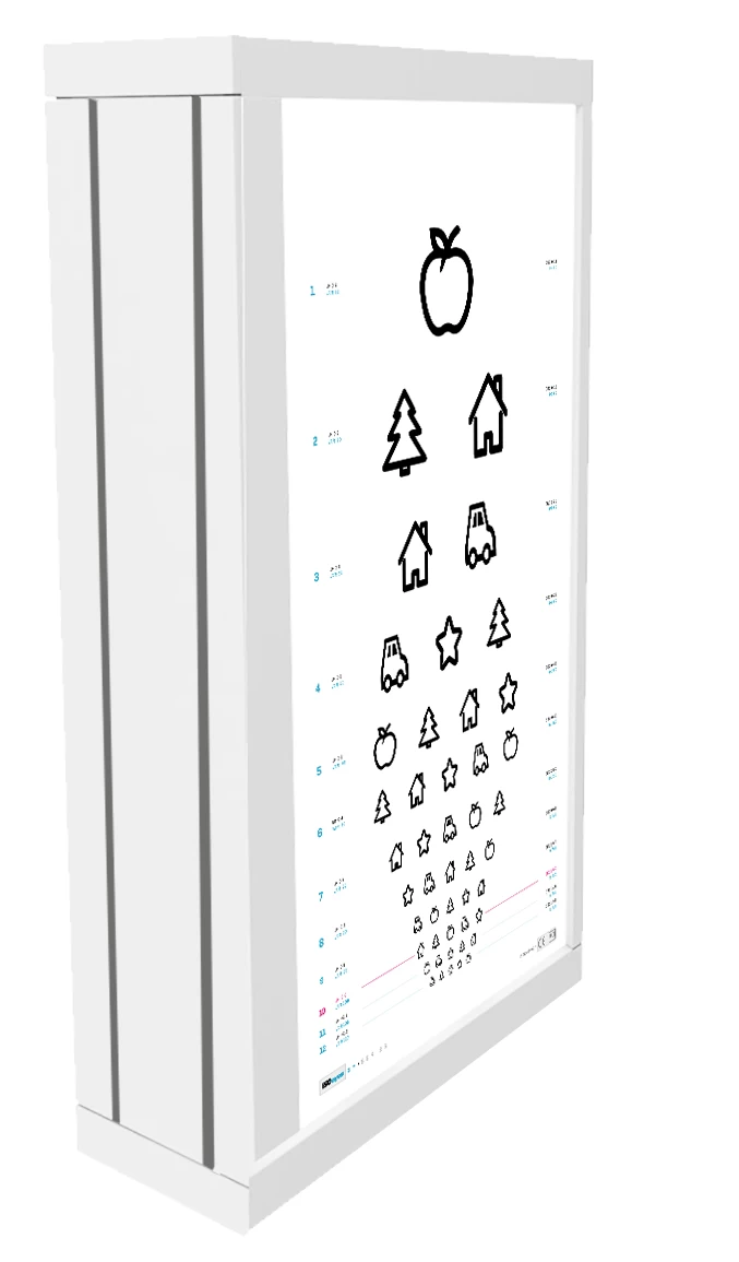 Erstatningstavle 62x39cm. LogMAR synstavler, 3 eller 6 meter
