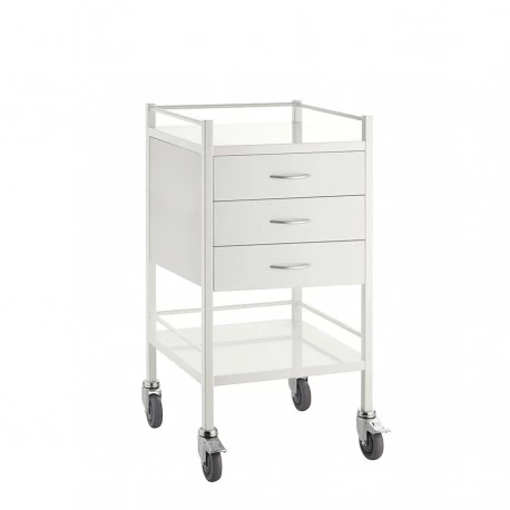 Clinic table in stainless steel, white, 49 cm wide