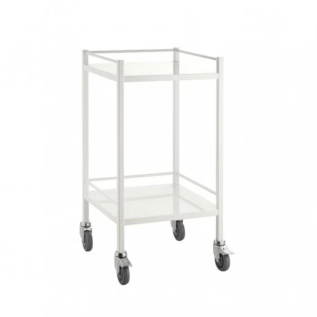 Clinic table in stainless steel, white, 49 cm wide