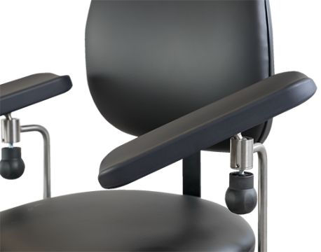 Blodprøvetagningsstol, Saar Compact, sort, 2 armlæn, med rotation