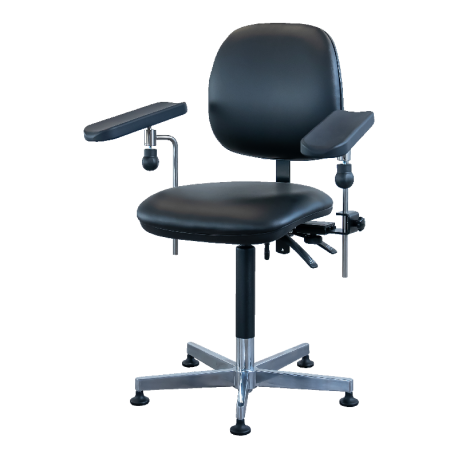 Blodprøvetakningsstol, Saar Compact, svart, 2 armlener, uten rotasjon