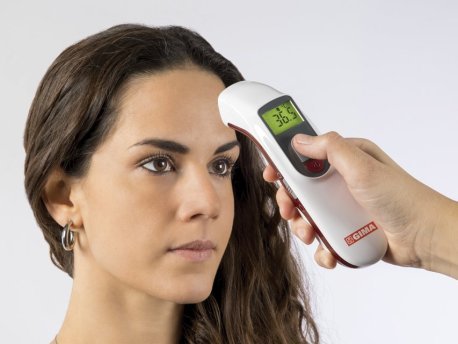 Contactless forehead thermometer, medically approved.