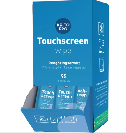 Kiilto Pro Touchscreen Wipes 95 pcs. in dispenser box.