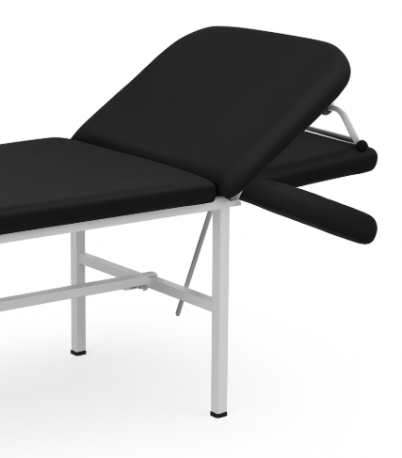 Exapol - Stationær undersøgelsesleje, hvid ramme, sort betræk, (LxBxH 188x55x60),