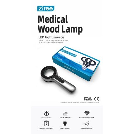 Woods lampe, professionel UV-inspektionslys, 16 LED, genopladelig