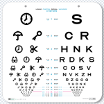 ISOeyes combined visual acuity chart for wall mounting 45x45cm, 3m, LOGmar