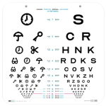 ISOeyes combined visual acuity chart for wall mounting 45x45cm, 3m, LOGmar