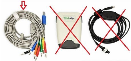 Welch Allyn Cardio Perfect EKG cable, Banana, comp.