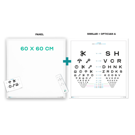 ISOeyes - Sæt - 60x60 lyspanel + kombitavle, logmar, 3m