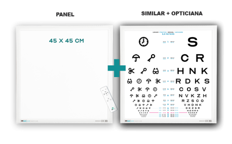 ISOeyes - Sæt - 45x45 lyspanel + kombitavle, logmar, 3m